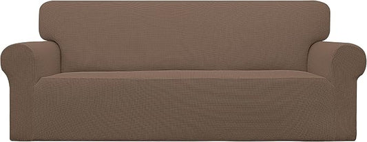 Easy-Going Stretch Oversized Sofa Couch Slipcover Washable Brown | 1-Piece Extra large Sofa Cover Furniture Protector Couch Soft with Bottom for Kids, Polyester Spandex Jacquard by Easy-Going