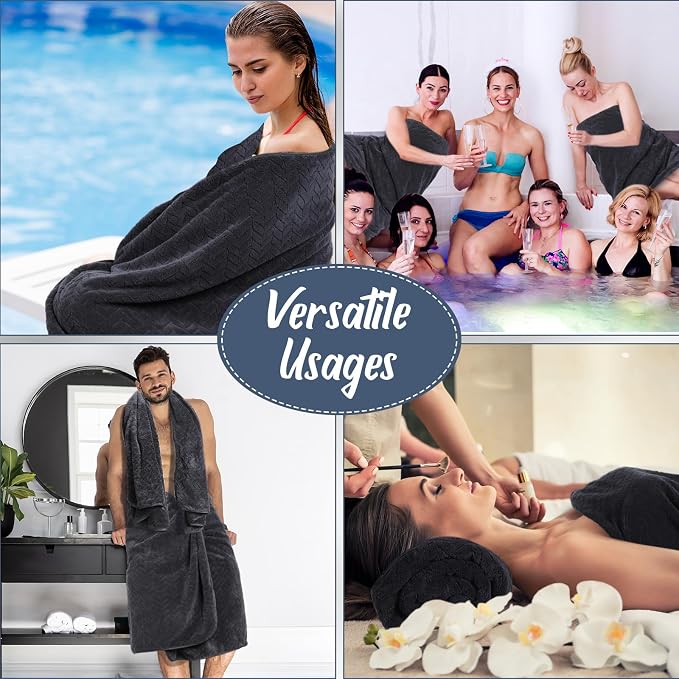 SmoothNovelty 16 Pack Microfiber Bath Towels Bulk 27'' x 60'' Oversized Size Bath Towel Highly Absorbent Extra Large Soft Drying for Beach Shower Summer Salon Sport Gym Party (Wheat,Black) - Image 7