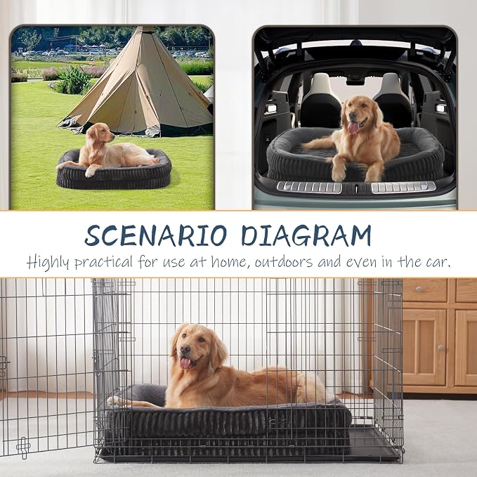 Orthopedic Dog Bed for Medium, Large Dogs Breeds, High Density Egg Crate Foam Dog Sofa Beds with Four Sided Bolster,Oval Kennel Bed, Pet Couch Bed,Removable Washable Cover& Non-Slip Bottom - Image 7