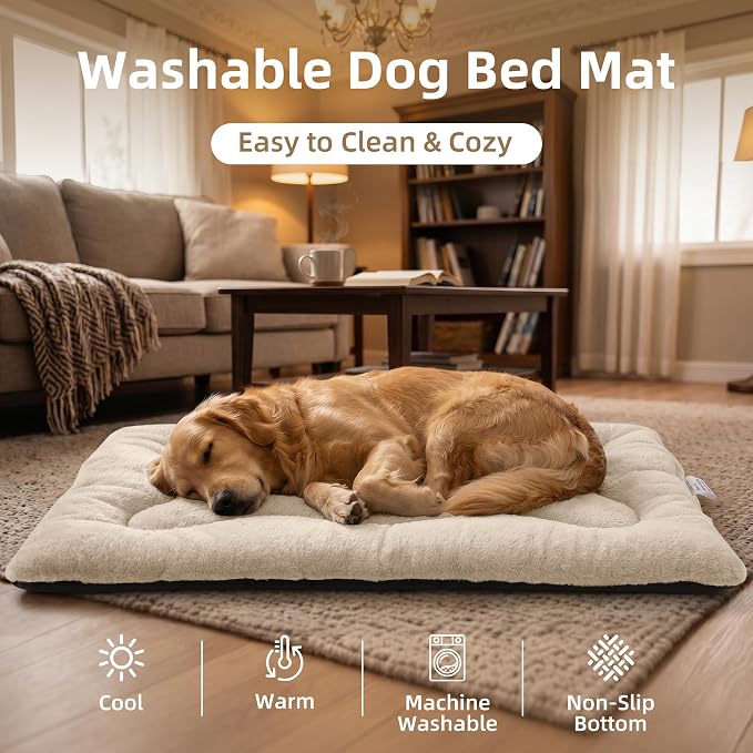 Dog Bed 22" for Metal Crate Pad, Washable Kennel Mat for Small Puppy & Cats | Soft faux rabbit fur, non-slip,machine wash/dry, plush cushioning, for crates, floors & travel, multiple sizes for all breeds - Image 6