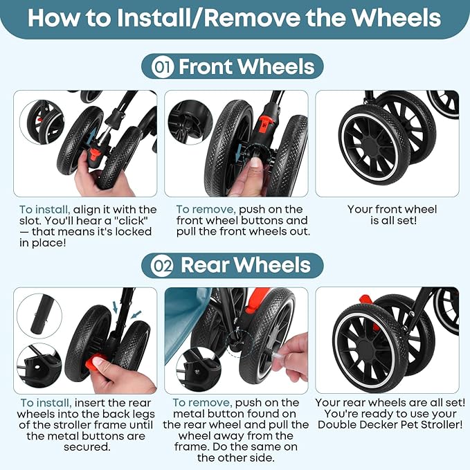 Double Pet Stroller for Dogs and Cats,Cat Strollers for 2 Cats,Double Dog Stroller for 2 Small Medium Dogs,4 Lockable Wheels/Lightweight/Folding,Green