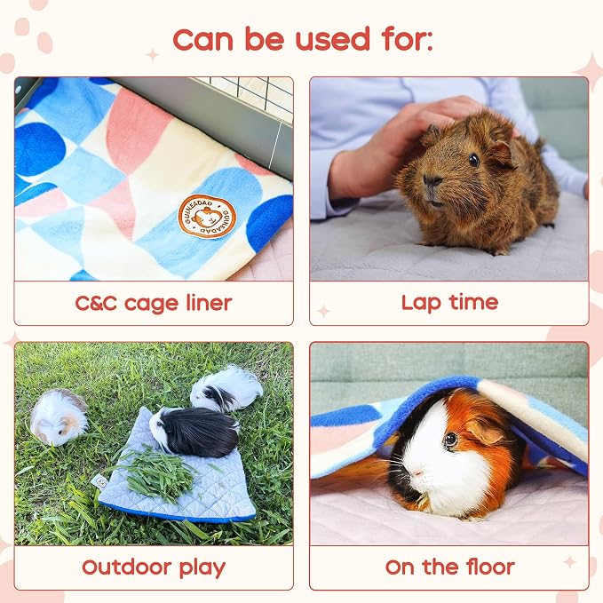 GuineaDad Premium Liner – Fleece Guinea Pig Cage Liner – Ultra-Plush Reusable Fleece Bedding with Waterproof Bottom – Extra Absorbent Liner for 2x3 C&C Cage (Blush) - Image 5