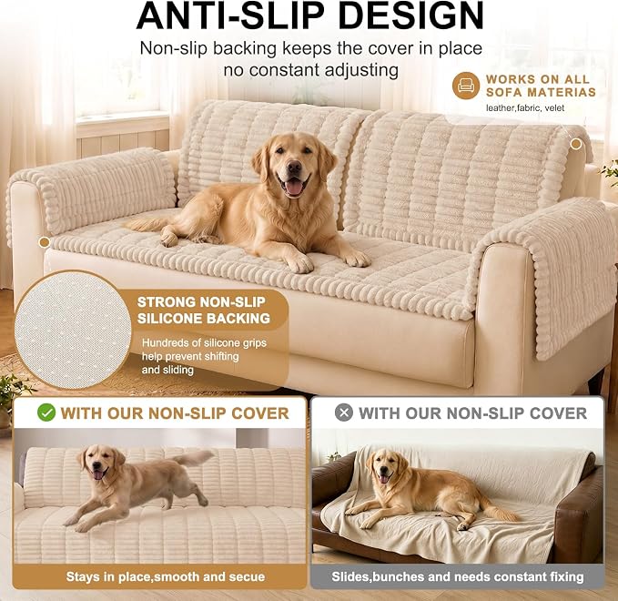Smiry Couch Cover for Dogs, Non Slip Washable Sofa Protector for Pets | Soft Furniture Cover for Leather & Fabric Couches, Cozy Protect Against Fur, Dirt & Messes, Pet Friendly, 27.6"x70.9" - Image 10