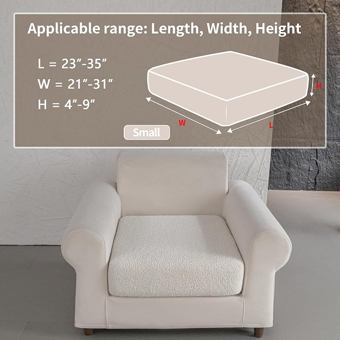 OHSIO Couch Cushion Covers for Sectional Sofa, Stretch Soft Sofa Slipcovers Washable Wear-Resistant Universal Furniture Protector for Living Room(1 Piece Chair Cover, Ivory) - Image 2