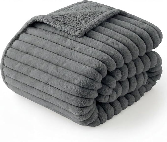 Bedsure ComfyFleece™ Waterproof Dog Blankets for Small Dogs,25x35 | Soft Plush Puppy Cat Blanket, Washable Corduroy Fleece,Cozy Calming Reversible Furniture Protector Indoor for Pet, Warm Grey by Unknown