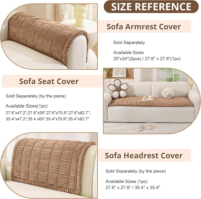 OstepDecor Couch Cover for Dogs, Washable Non Slip Sofa Cover for Pets, Soft Couch Covers for Sofa, Loveseat and Sectional, Furniture Protector Against Pet Hair & Scratches (20" x 24", Brown) - Image 3