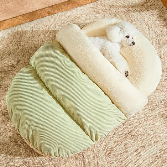 Romaneco Bed for Dog and Cat, Pet Bed, Ultra Soft Cute Plush Slipper Cat Cave Bed, Anti Slip Warm Pet House Nest, Self-Warming, Ideal for Indoor Use - Fits up to 25lbs (30"X22", L, Green) by Romaneco