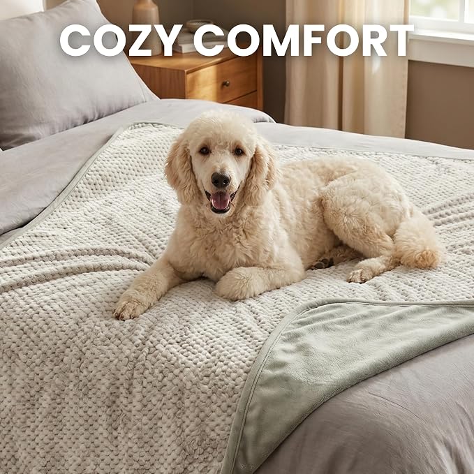 Waterproof Dog Blanket for Cats & Dogs, Washable Couch Cover, Reversible Furniture Protector Blanket, Large Soft Sherpa Fleece, Couch Protector, Pet Throw Blankets, 60" x 70" - Image 6