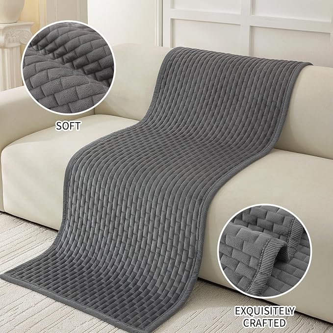Warmstar Waterproof Couch Cover for Dogs Washable,Brick Pattern Short Plush Pet Couch Covers for Sofa,Soft Sofa Cover Non-Slip for 3 Cushion Couch Sofa Pet Friendly (Dark Grey, 27.6" x 82.7") - Image 6