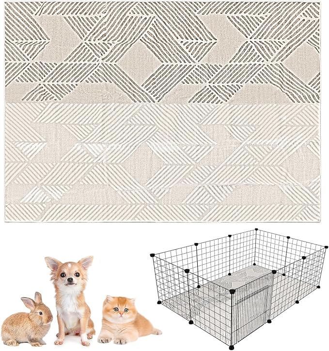 VCEPJH Bunny Floor Mat 55 x 78.7in Rabbit Cage Liner Washable Large Reusable Guinea Pigs Rug Anti-Slip Whelping Pads for Small Pet Dogs Puppy Chinchillas Cats Ferrets by VCEPJH