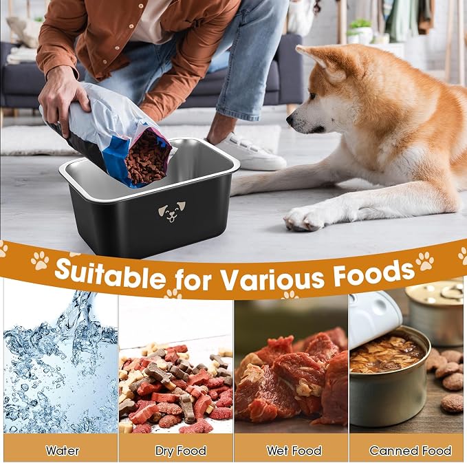 Sweetude 4 Pcs Stainless Steel Dog Bowls Bulk High Capacity Metal Dogs Food and Water Bowls for Large Dogs Pets(Black,2.64 Gallon) - Image 5