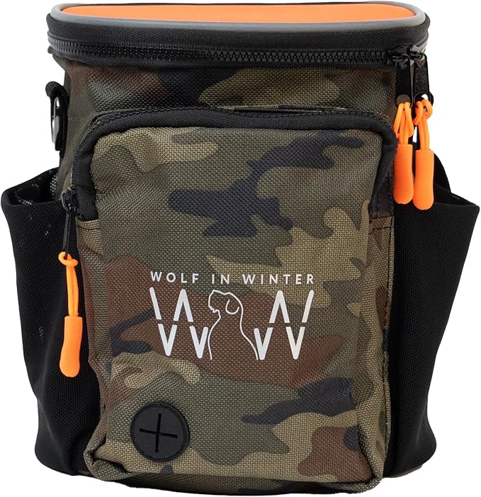 Quickdraw XL Dog Treat Pouch – Multipurpose Training Bag with Waste Bag Dispenser, Phone Pocket, Water Bottle Holders and 3-Way Strap – Durable and Reflective (Orange/Camo) - Image 2
