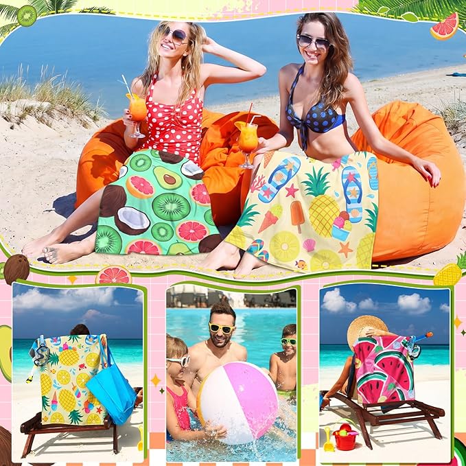 Remagr 24 Pcs Oversized Microfiber Beach Towels Bulk 60"x 28" Extra Large Quick Dry Absorbent Sand Free Towels for Adults, Pool, Travel, Swim, Yoga, Gym (Fruit) - Image 4