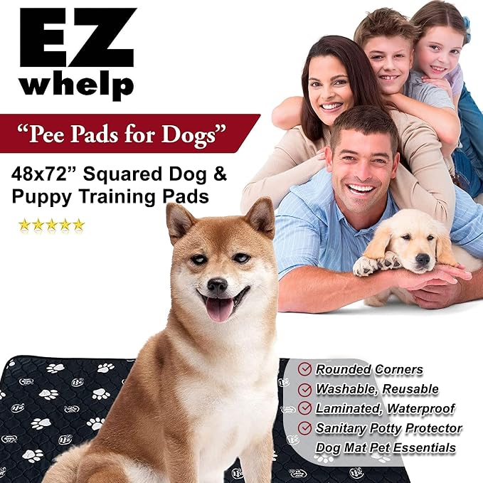 EZwhelp Reusable Dog Pee Pads, Washable Waterproof Mats for Dog Potty Training or Whelping Pads, 48x72 Inch, 2 Pack - Image 3