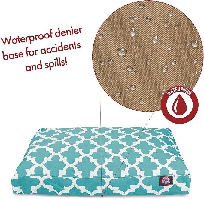 Teal Trellis Medium Rectangle Indoor Outdoor Pet Dog Bed With Removable Washable Cover By Majestic Pet Products - Image 4