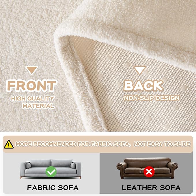 MYSKY HOME White Couch Cover for Dog Pet Friendly Couch Covers for Sofa, Sectional Couch Covers Furniture Covers for Cats Scratching, Non Slip Sofa Covers for Pets Washable, 71" x 118" - Image 4
