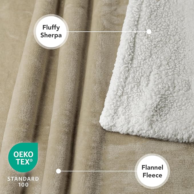 PetAmi Waterproof Dog Blanket for Couch, Large 60x40, Pee Proof Sherpa Fleece Reversible Pet Throw, Furniture Protector for Bed Sofa Kennel, Soft Washable Cover for Medium Dogs Cats, Taupe - Image 3