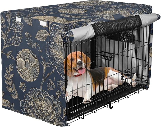 Dog Crate Cover Kennel Cover for Dog Cages Breathable for Wire Cage Indoor Outdoor Gold Lion Football Floral Classic - Image 2