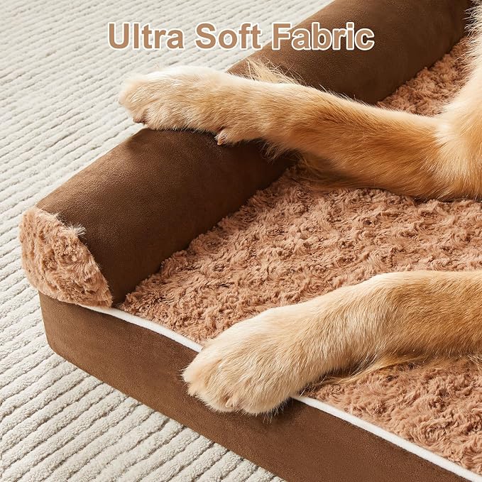 BFPETHOME Orthopedic Washable XXL Dog Bed for Senior Dog Cozy Sleep | Extra Large Waterproof Big Soft Pet Couch Bed for Dogs Relax with Removable Cover Supportive Egg Crate Foam Brown 54x36 Inch - Image 4