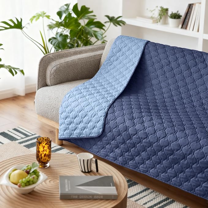 gogobunny 100% Double Sided Waterproof Dog Blanket Soft Pet Bed Cover Reversible Protect Furniture Couch Sofa Car for Puppy Large Dog Cat (Dark Navy/Light Navy, 52x82 Inch (Pack of 1)) - Image 4