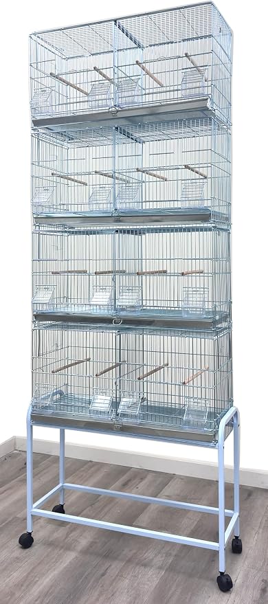 Lot-4 NO Rust Stainless Galvanized Zinc Stackable Breeder Bird Flight Cage Side Breeding Nest Door with Removable Divider Detachable Rolling Stand by Mcage