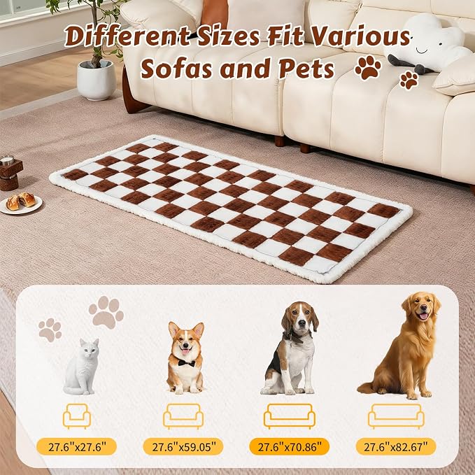 Pet Couch Cover for Dogs & Cats, Soft Flannel Non-Slip Couch Sofa Cover Protector, Dog Bed Sleeping Mat, Washable Reversible Anti-Slip Dog Bed for Small Medium Large Pets(27.6X70.86,Brown) - Image 3