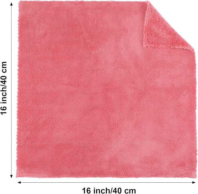 Shimeyao 30 Pcs 16 x 16 Inch Edgeless Microfiber Plush Towels for Cars Detailing Drying Wash Polishing Absorbent Cleaning Cloths, 500 GSM(Vivid Red) - Image 2