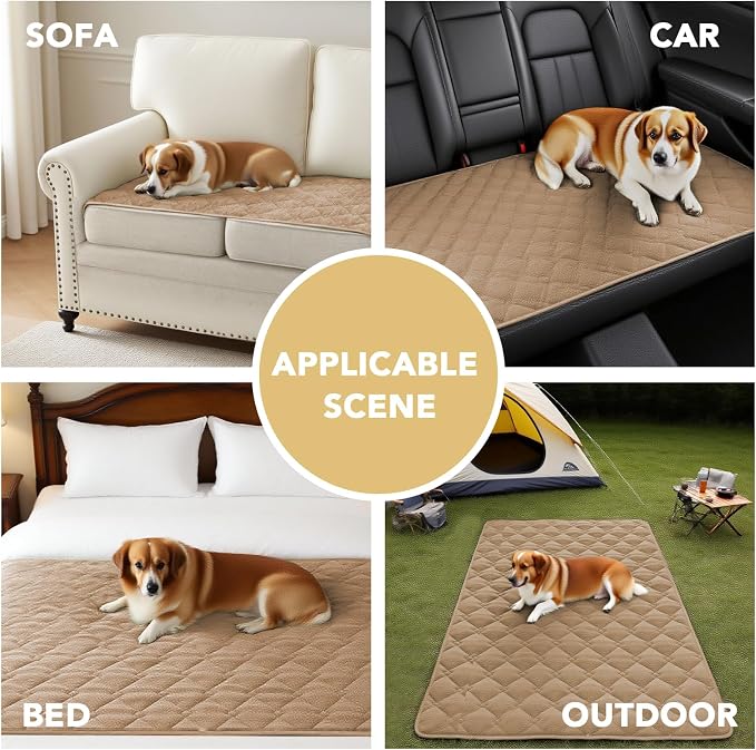 H.VERSAILTEX Couch Cover Chenille Pet Fuzzy Sofa Covers for 2 Cushion Couch Anti Slip Washable Sofa Slipcovers with Strap Soft Couch Protector Cover for Dogs Cats Kids(27.6" x 59",Khaki) - Image 6