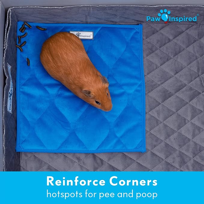 Paw Inspired Guinea Pig Cage Liner Pads, 12x12 Inch, Light Gray | Corner Mat, Pee Pad, Super Absorbent Bedding, Waterproof Bottom, Guinea Pigs, Ferrets, Rabbits, Hamsters, Small Animals - Image 6
