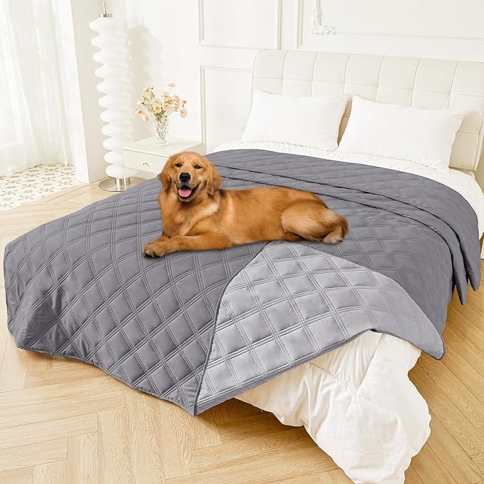 Smiry Waterproof Dog Bed Cover, Reversible Pet Blanket for Sofa Couch | Soft Washable Dog Blanket, Leakproof Couch Cover for Dogs Cats & Furniture Protection, 82x120, Grey/Light Grey by Smiry