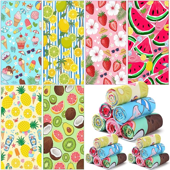 Remagr 24 Pcs Oversized Microfiber Beach Towels Bulk 60"x 28" Extra Large Quick Dry Absorbent Sand Free Towels for Adults, Pool, Travel, Swim, Yoga, Gym (Fruit) by Remagr