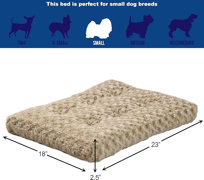 MidWest Homes for Pets Small QuietTime Deluxe Mocha Ombré Swirl Plush Pet Bed, Machine Washable, Non-Skid Bottom, Soft Crate Mat for 24-inch Crates - Image 3