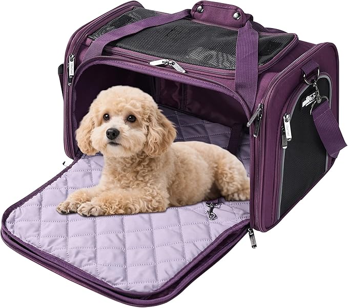 EliteField Deluxe Soft-Sided Pet Carrier (3 Year Warranty, Airline Approved), Travel Bag for Dogs, Cats & Small Pets, with Expandable Mat