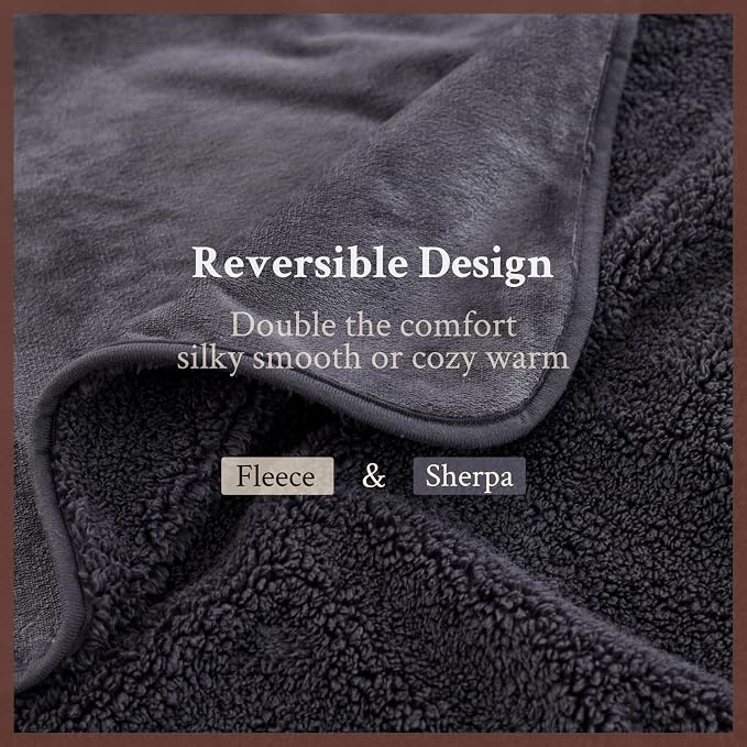 Waterproof Blanket 80"x90" for King Sized Bed, Stain Resistant, Reversible | Leak Proof, Double-Sided Flannel & Sherpa Fleece, Soft Plush Water Proof Blanket to Protect Mattress, Grey - Image 4