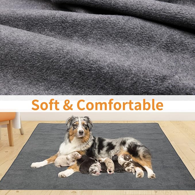 LOOBANI 2 Packs Extra Large Reusable Dog Mat for Floor, Non-Slip Washable Pee Pads for Dogs, Fast Absorbent Pet Whelping Pads, Puppy Playpen Mat for Incontinence, Housebreak, Crate (36"x48"-Gray) | Leak-Proof and Non-Slip Reusable Puppy Pads, Machine W... - Image 3
