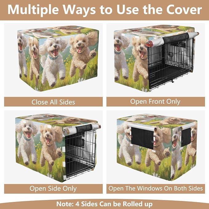 Dog Crate Cover Kennel Cover for Dog Cages Breathable for Wire Cage Indoor Outdoor Poodle Dogs Spring Daisy - Image 5