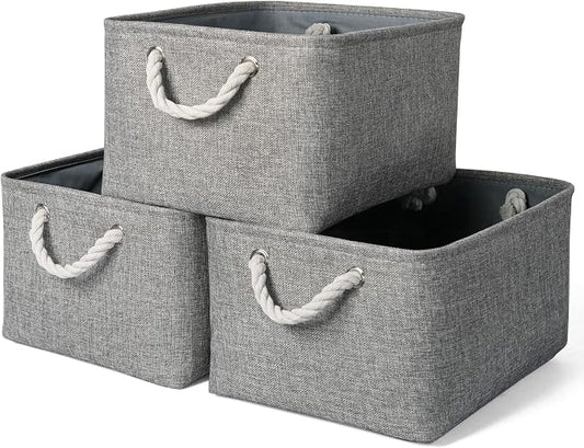 TheWarmHome Storage Bins - 3PCS Fabric Storage Baskets for Organizing Shelves | Large Basket Closet Organizer for Home Shelf Dog Laundry Organization | Collapsible Storage Cubes W/Handles by TheWarmHome