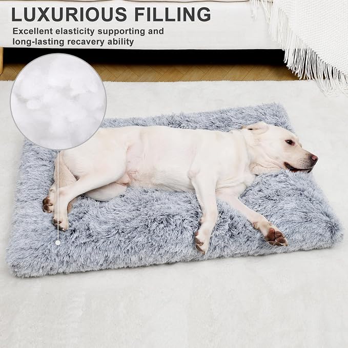 Vonabem Dog Bed, Extra Large, Plush Soft Pet Beds for XL Dogs, Crate Pad, Washable, 41L x 27W x 2H Inches, 100 lbs Capacity, Grey | Machine washable, Anti-Slip Bottom, Kennel Pad 41*27", Ultra Soft Cozy, Easy to Care - Image 3