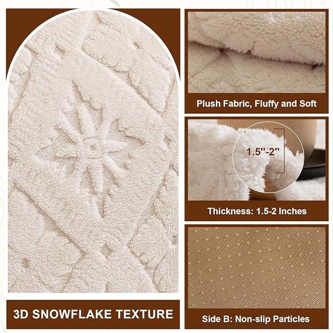 STACYPIK Plush Fleece White Sofa Cover Washable, Armrest Backrest Cover, Non-Slip Pet Friendly Jacquard Couch Cover for Dogs, Thick Vintage Fuzzy Pet Protector for 2 Cushion Cushion-27.6X27.6IN - Image 4