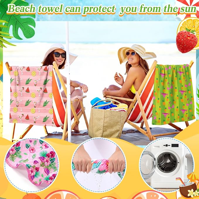 FuWeave 10 Pack Microfiber Beach Towel 28 x 55 Inch Oversized Large Thin Beach Towels for Pool Camping, Sand Free Lightweight Blanket for Women Adults Travel Swimming Sport (Coast Summer) - Image 4