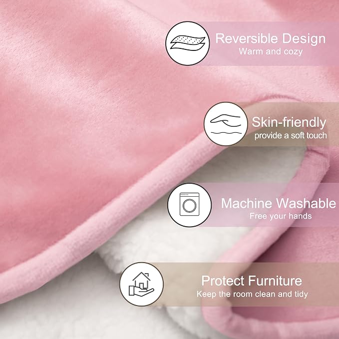 gogobunny Waterproof Pet Blanket for Small Dogs and Cats, Reversible Sherpa Fleece Soft Plush Throw for Couch Protection, Washable Furniture Protector (Pink, 30x30 inches) - Image 3