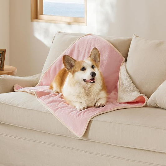 Bedsure Waterproof Dog Blankets for Large Dogs Sherpa Fleece Throw, 40X50 | Washable Soft Plush Pet Cat Blanket for Couch Cover, Reversible Cozy Calming Sofa Protector Warm for Senior Dogs,Pink by Unknown