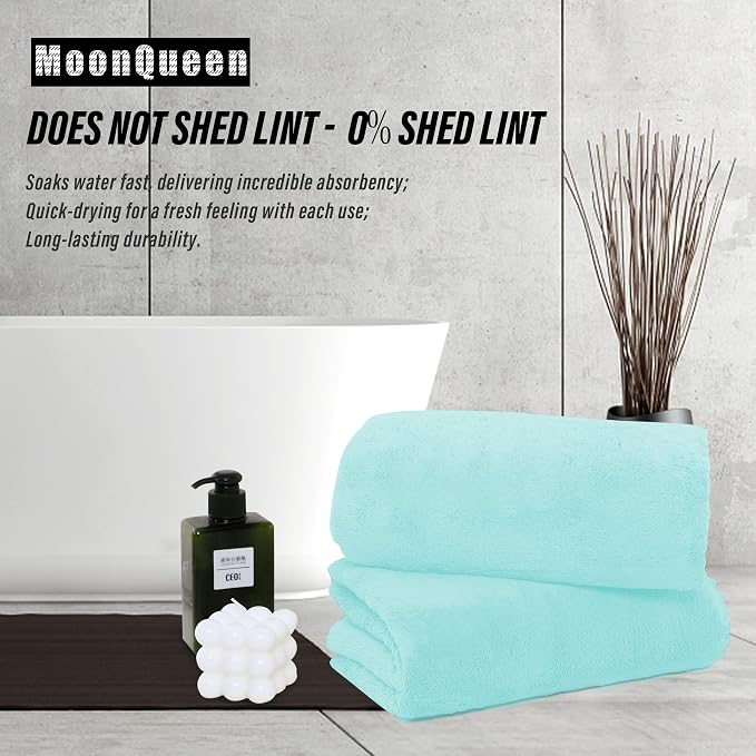 MOONQUEEN 6 Pack Premium Bath Towel Set - Quick Drying - Microfiber Coral Velvet Highly Absorbent Towels - Multipurpose Use as Bath Fitness, Bathroom, Shower, Sports, Yoga Towel (Frozen Blue) - Image 3