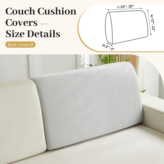 Couch Cushion Covers & Couch Cover for Sectional Sofas, Reversible Non-Slip Sofa Slipcovers, Washable Pet Proof Home Decor Protector (Orgen, Back Cover M) - Image 2