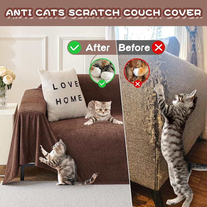 MYSKY HOME Sofa Covers Washable Couch Cover for Dogs Sofa Cover Furniture Protector Sofa Slipcovers for Dogs Water Resistant Furniture Protector Cover, Soft Non Slip Sofa Covers, 91" x 134", Chocolate - Image 8