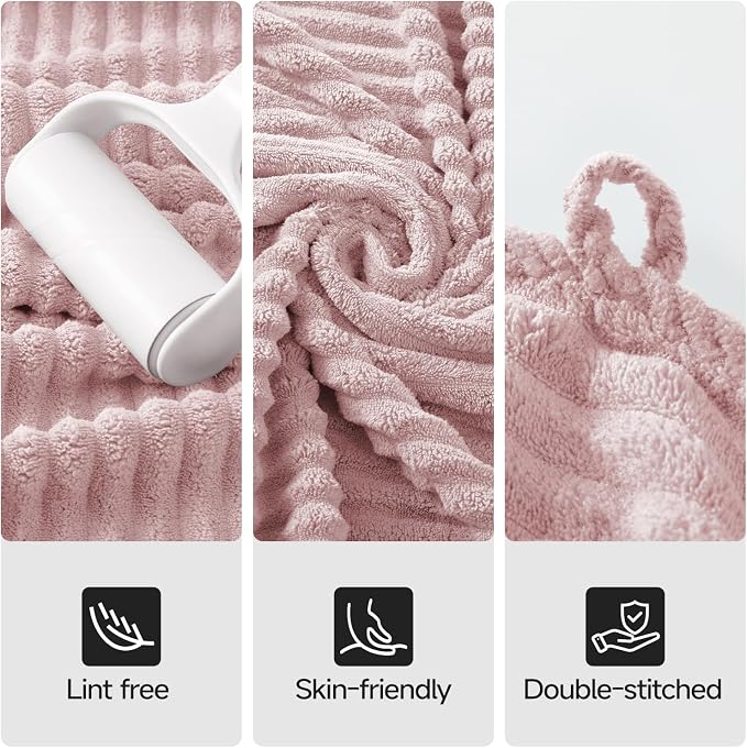 REDKISS Pink Microfiber Bath Towels Set 6 Piece - 70x35 Inches Bathroom Towels of 6 Large, Oversized Bath Towel with 2 Hair Towel Wrap, Highly Absorbent Soft Shower Towels for Bathroom, Hotel, Gym - Image 6