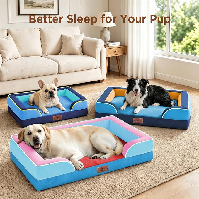 Comfort Expression Orthopedic Dog Beds for Large Sized Dog with Bolster | Waterproof Dog Couch Bed with Washable Cover & Non-Slip Bottom, Supportive Egg Crate Foam Large Pet Bed, 36x27 Inch - Image 7