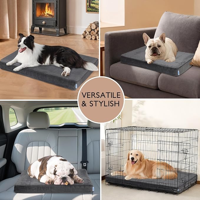 Dog Bed for XX Large Dog - Orthopedic Pet Beds with Memory Foam, Waterproof Removable Washable Cover with Non-Slip Bottom, Grey, 47" L x 29" W x 3" H - Image 4
