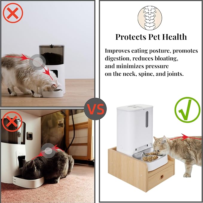 Raised Pet Feeder Stand for Cats & Dogs Neck Health, Holder for Pet Automatic Feeders, Pet Water Dispenser Stand, Adjustable Height Elevated Shelf for PETKIT, PETWANT and Most Pet Feeders - Image 3