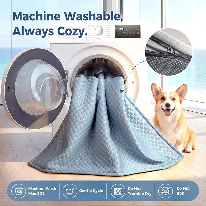 X-Large Cooling Dog Bed Mat - 45 x 37 inch Waterproof Couch Cover for Dogs Washable, Non-Slip Bottom Self Cooling Mat for Dogs, Durable & Non-Gel, Dog Couch Bed for Sofa Floor Car, Light Blue - Image 8